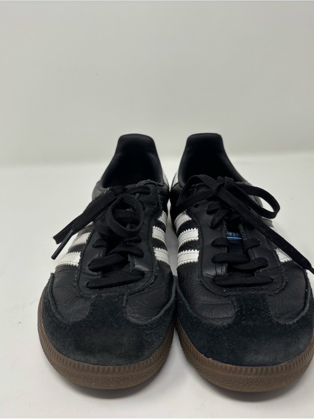 adidas Kids Samba Black Sneakers with White Stripes and Brown Sole